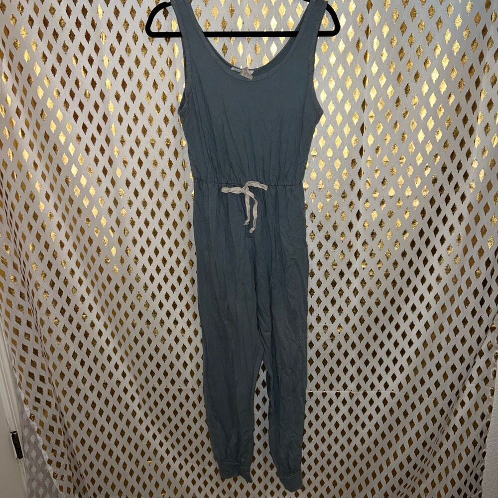 Blue jumpsuit romper caution to the wind size M
